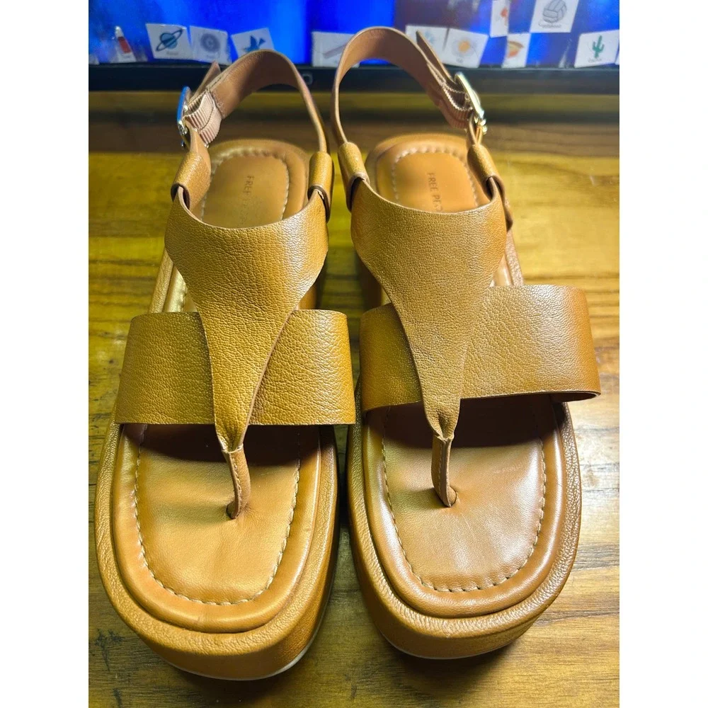 Free People Holt Flatform Sandals Wmn 8.5 brown Leather Slingback Wedge boho